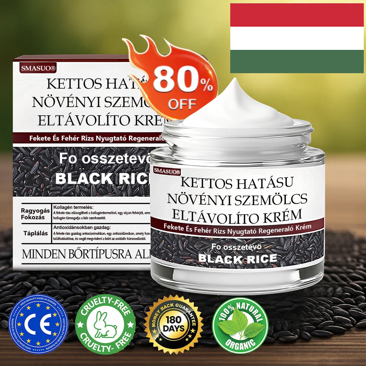 ✅ 𝙎𝙈𝘼𝙎𝙐𝙊® Fekete Rizses Bőrregeneráló Krém 👨‍⚕️ (Szemölcsök, bőrkinövések, foltok és hiperpigmentáció kezelésére)🍀