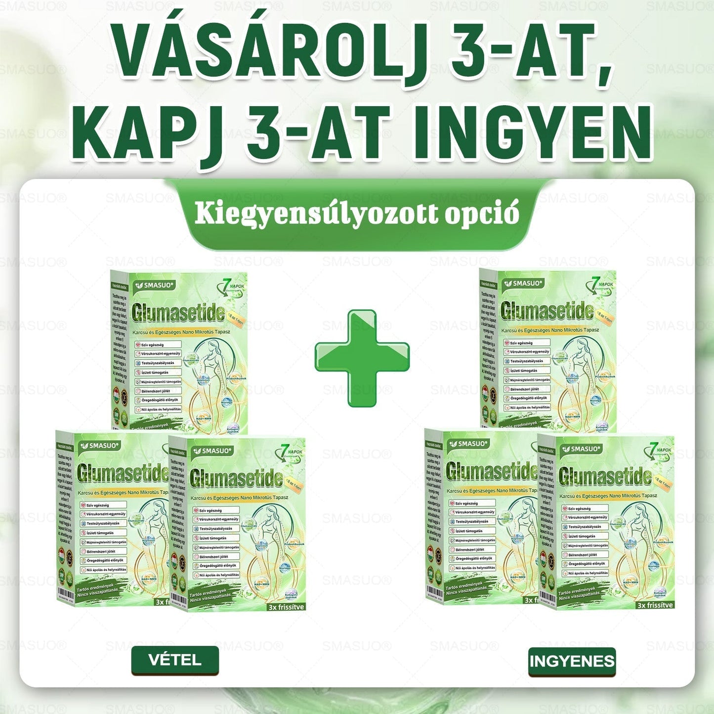 ✨Európai egészségügyi előírásoknak megfelelő · 👩‍⚕️Orvosi szakértők által ajánlott termék| 🎁 SMASUO® Glumasetide 8 az 1-ben Karcsú és Egészséges Nano Mikrotűs Tapasz